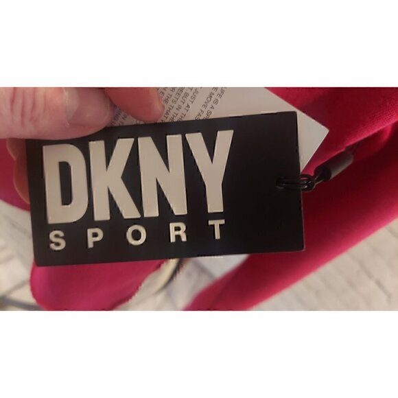 DKNY Women's Metallic Logo Cropped Sweatshirt Pink/NWT, Size XS - Picture 3 of 7